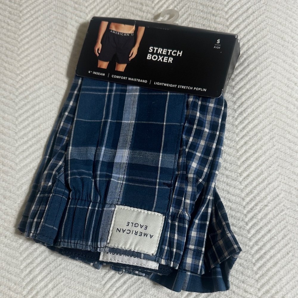 American Eagle Outfitters Men's Plaid Blue Boxers